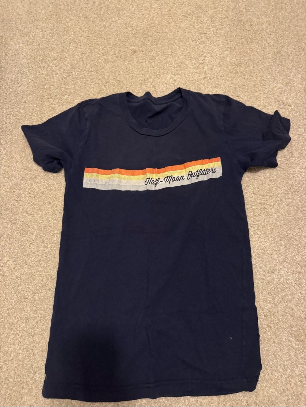 Half-Moon Outfitters Navy Graphic Tee with Retro Stripes